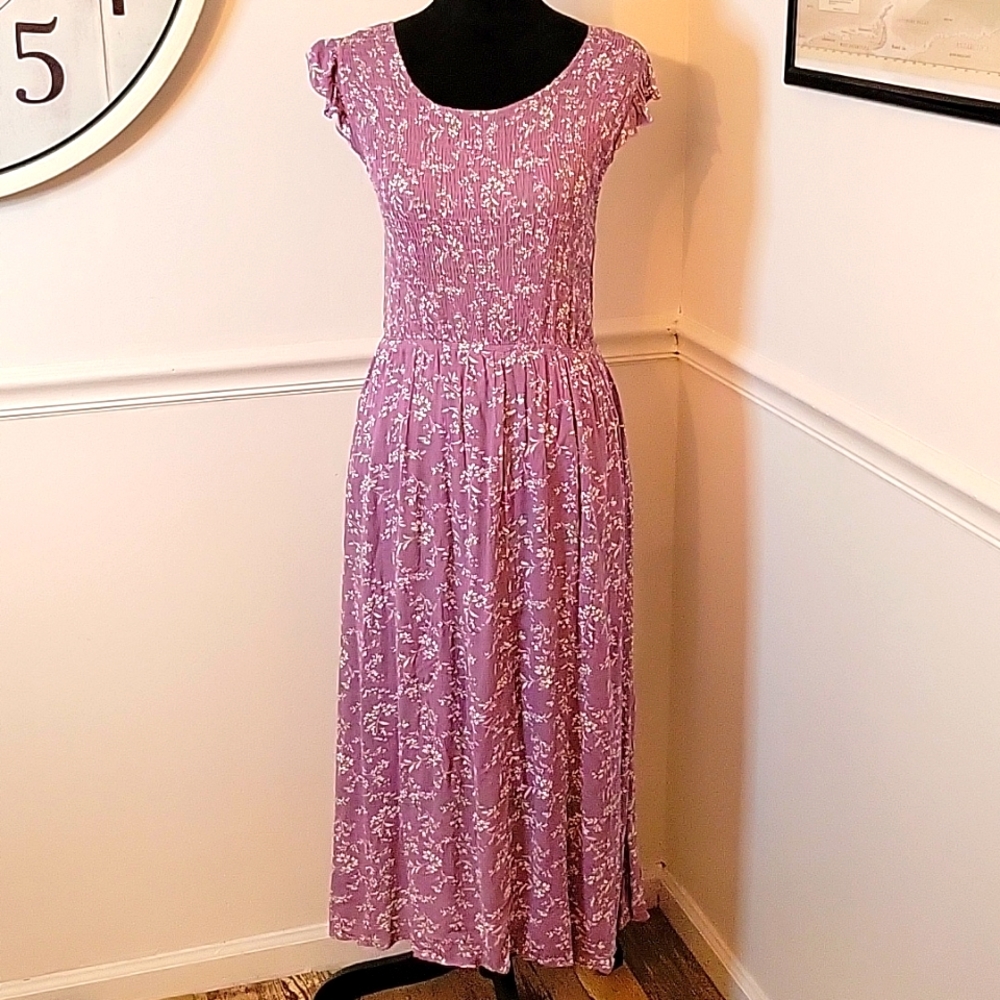 Hayden Los Angeles Purple Floral Midi Womens Large